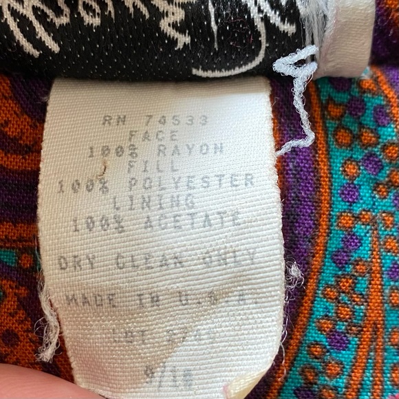 VTG 80’s/90’s Quilted Red Multicolor Paisley Print Cropped Bolero Jacket - Picture 13 of 16